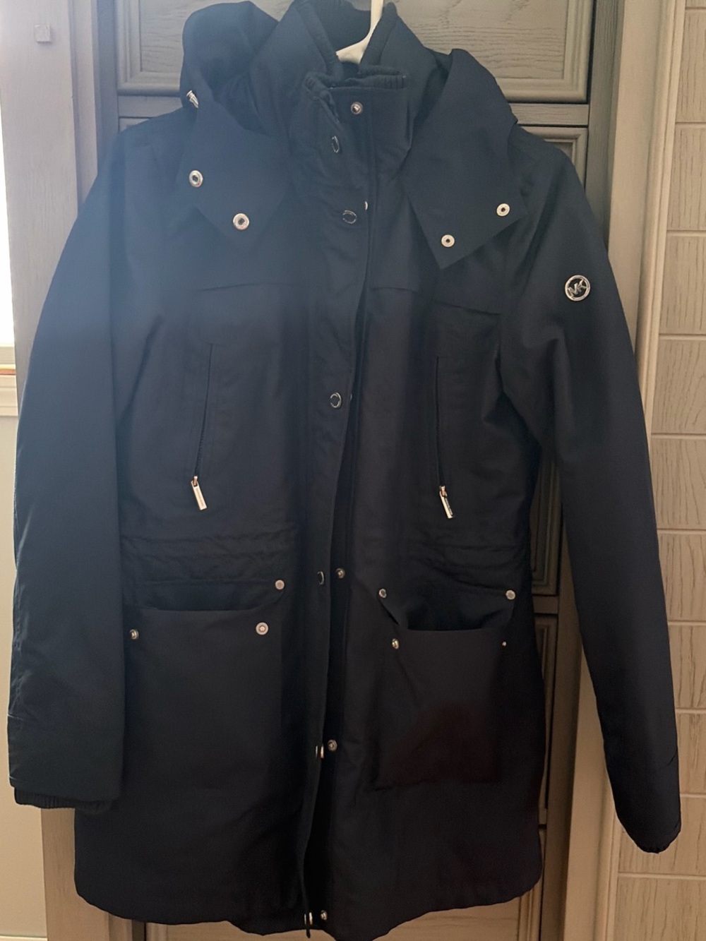 Michael Kors Black Hooded Trench Coat